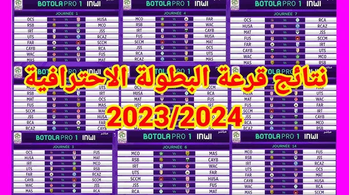 جدول مباريات البطولة الاحترافية 2024