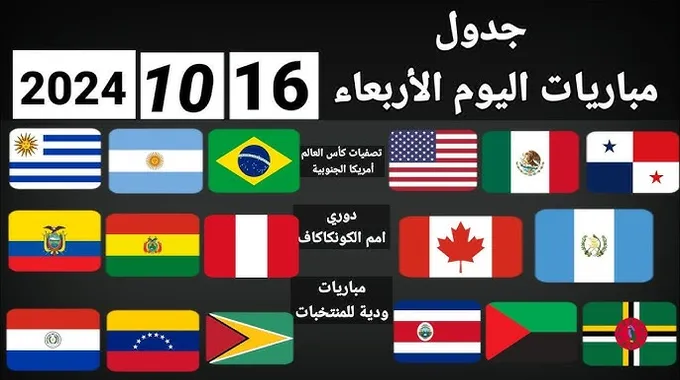 مواعيد مباريات اليوم الأربعاء 16 أكتوبر 2024